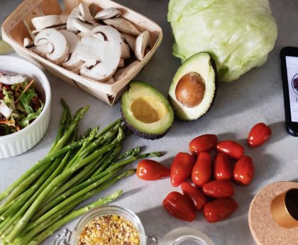 A fresh selection of vegetables and ingredients for preparing a nutritious meal.